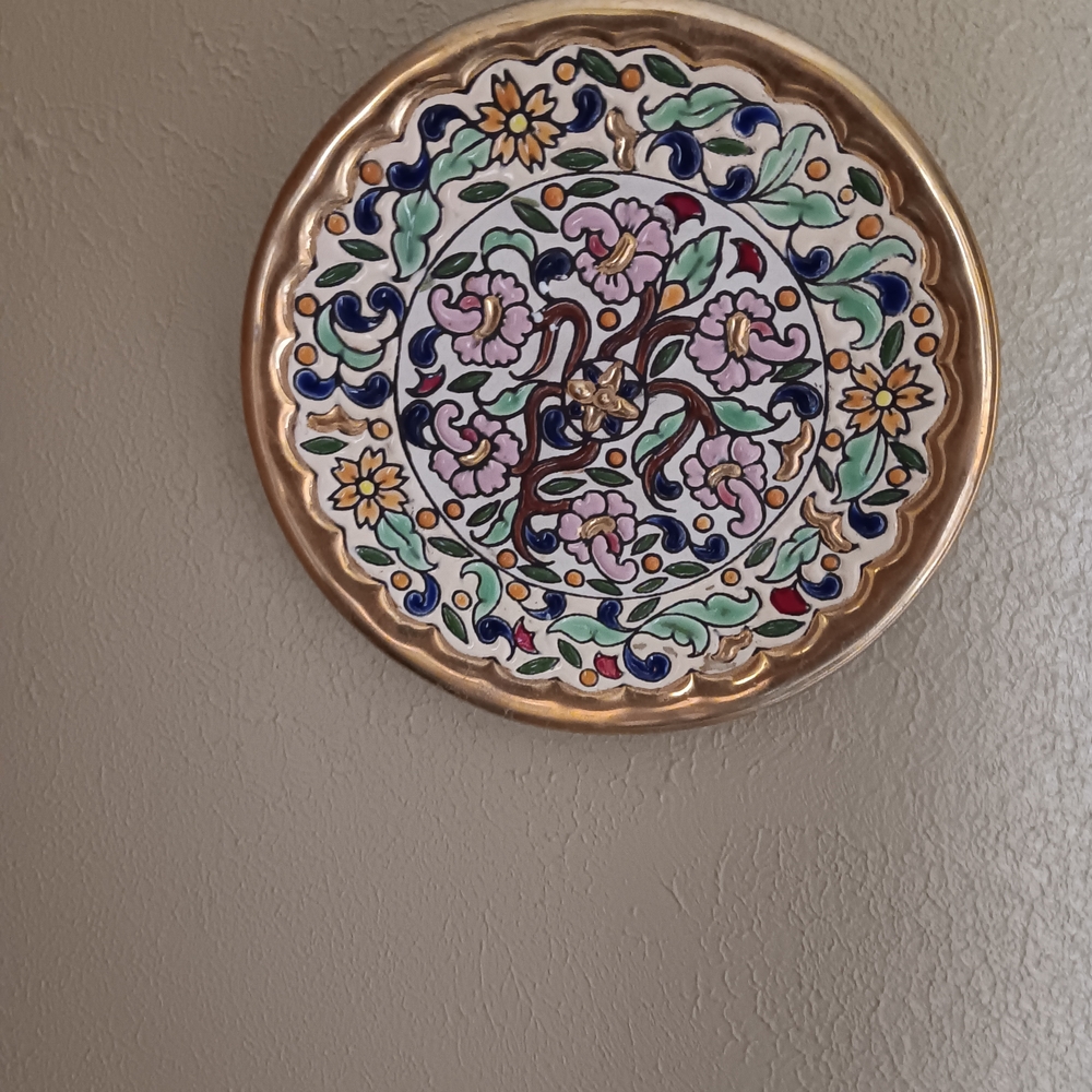 Vintage Ceramica Sevilla Embossed 24kt rim Spain
